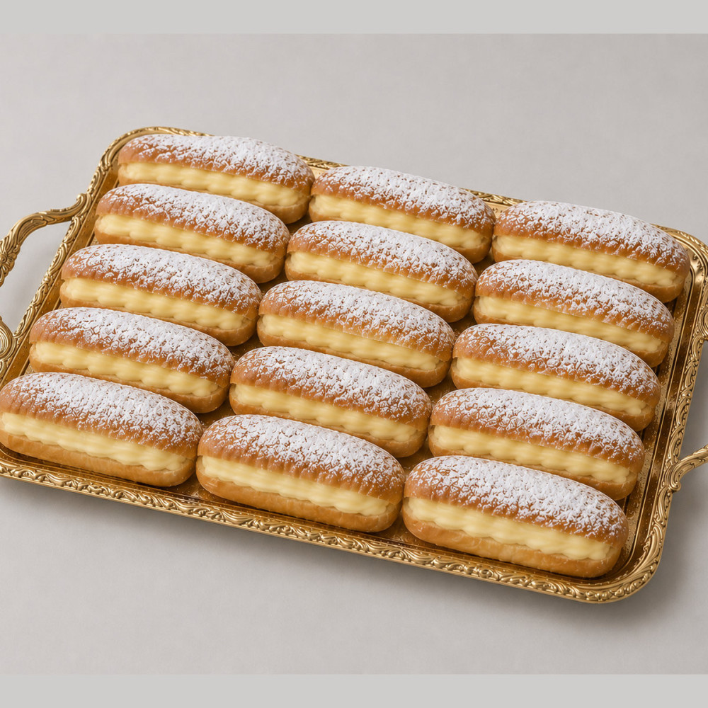 Fartón artesanal relleno de crema pastelera elaborado en Tarragona