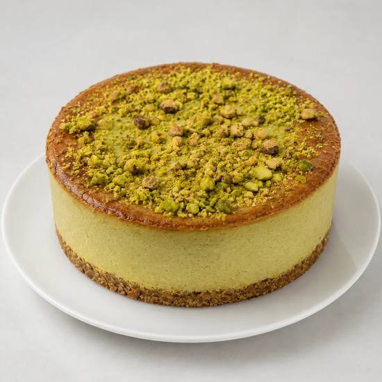 Tarta de Queso de pistacho Artesanal con Base Lotus