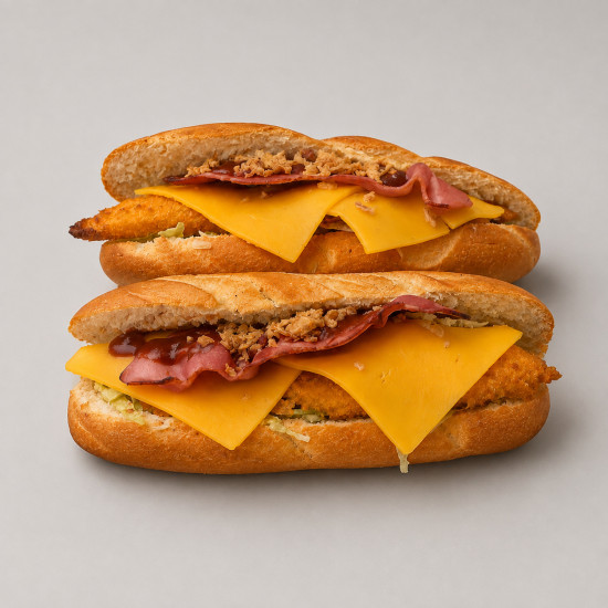 Bocadillo de Pollo Crujiente con Bacon, Queso y Cebolla Crujiente | Tu Obrador Tarragona
