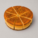 Presentación de la tarta de queso artesanal con base Lotus