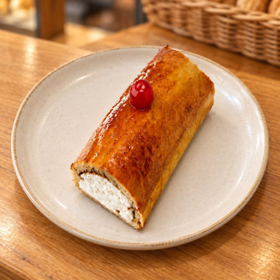Mini brazo de gitano de nata sobre madera