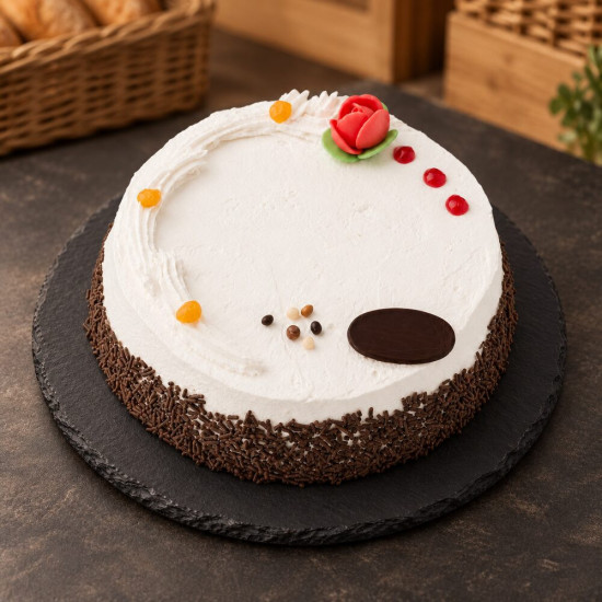 Tarta grande de nata sobre pizarra