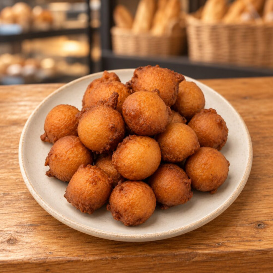 Dieciséis buñuelos artesanales sobre madera
