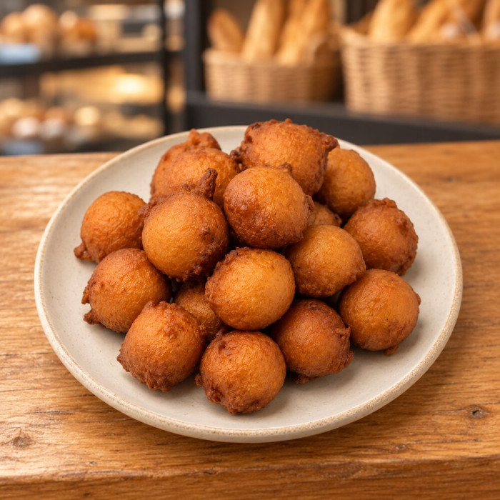 Dieciséis buñuelos artesanales sobre madera