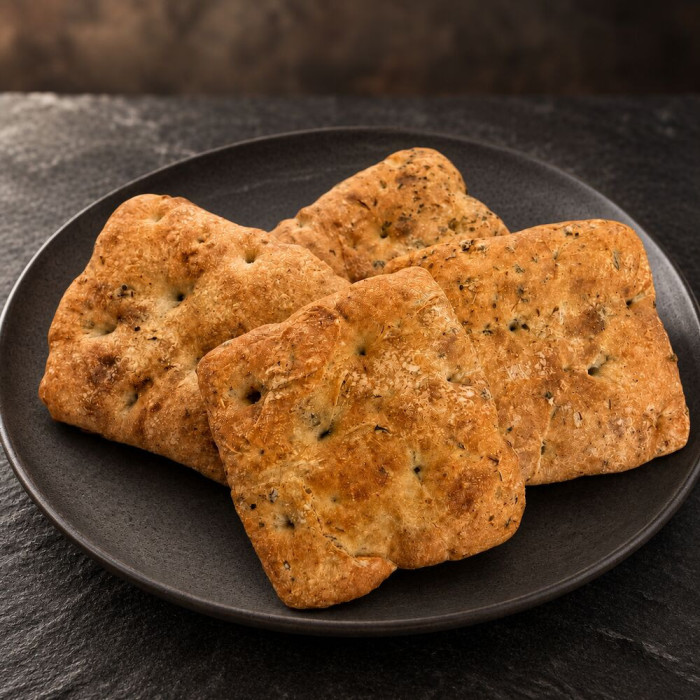 Focaccia Romana sobre pizarra