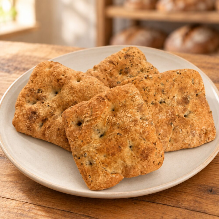 Focaccia Romana sobre madera