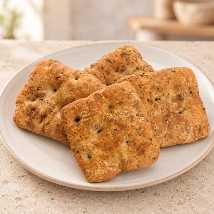 Focaccia Romana sobre piedra clara