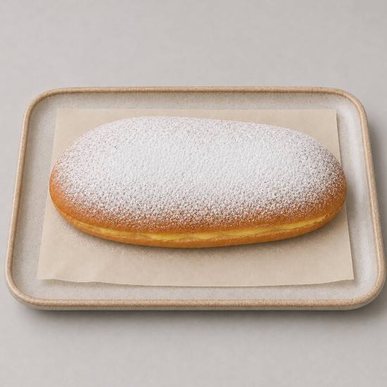 Coca brioche rellena de crema pastelera