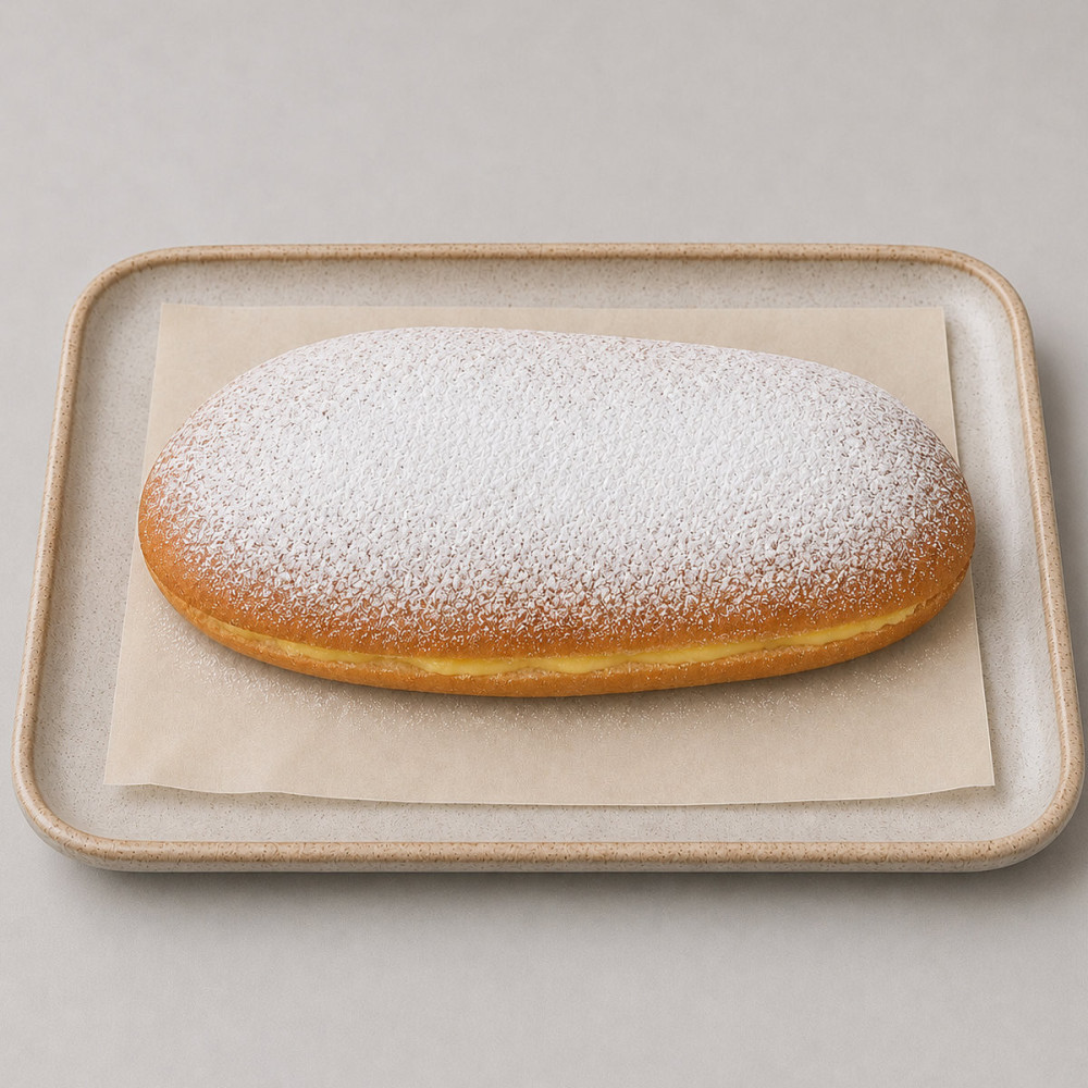 Coca brioche rellena de crema pastelera