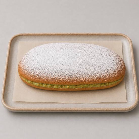 Coca brioche rellena de pistacho